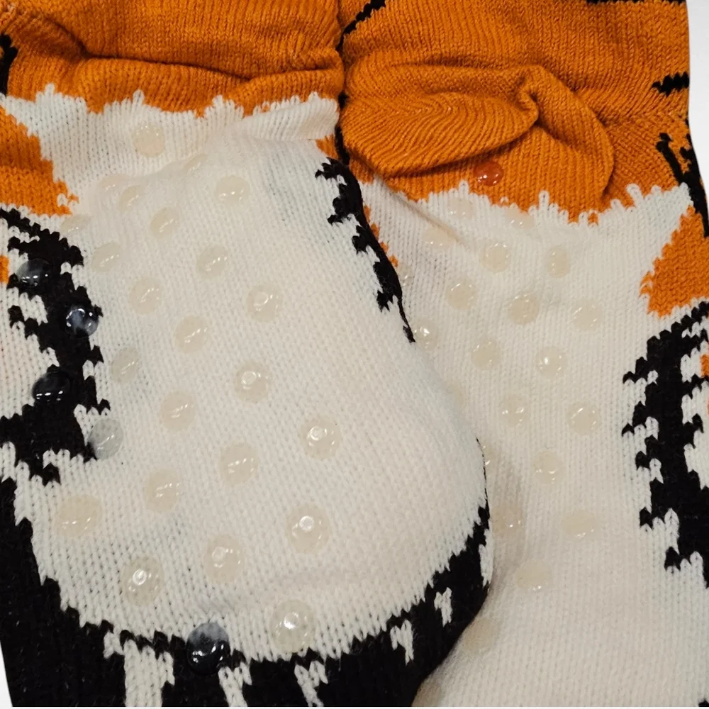 Tiger Sherpa Lined Slipper Socks Non Skid One Size Mens